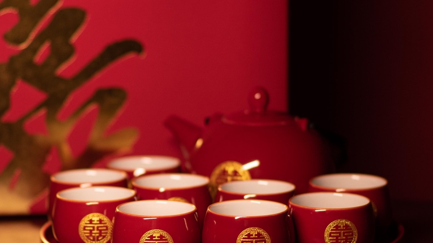 文定奉甜茶用的囍字茶盤組